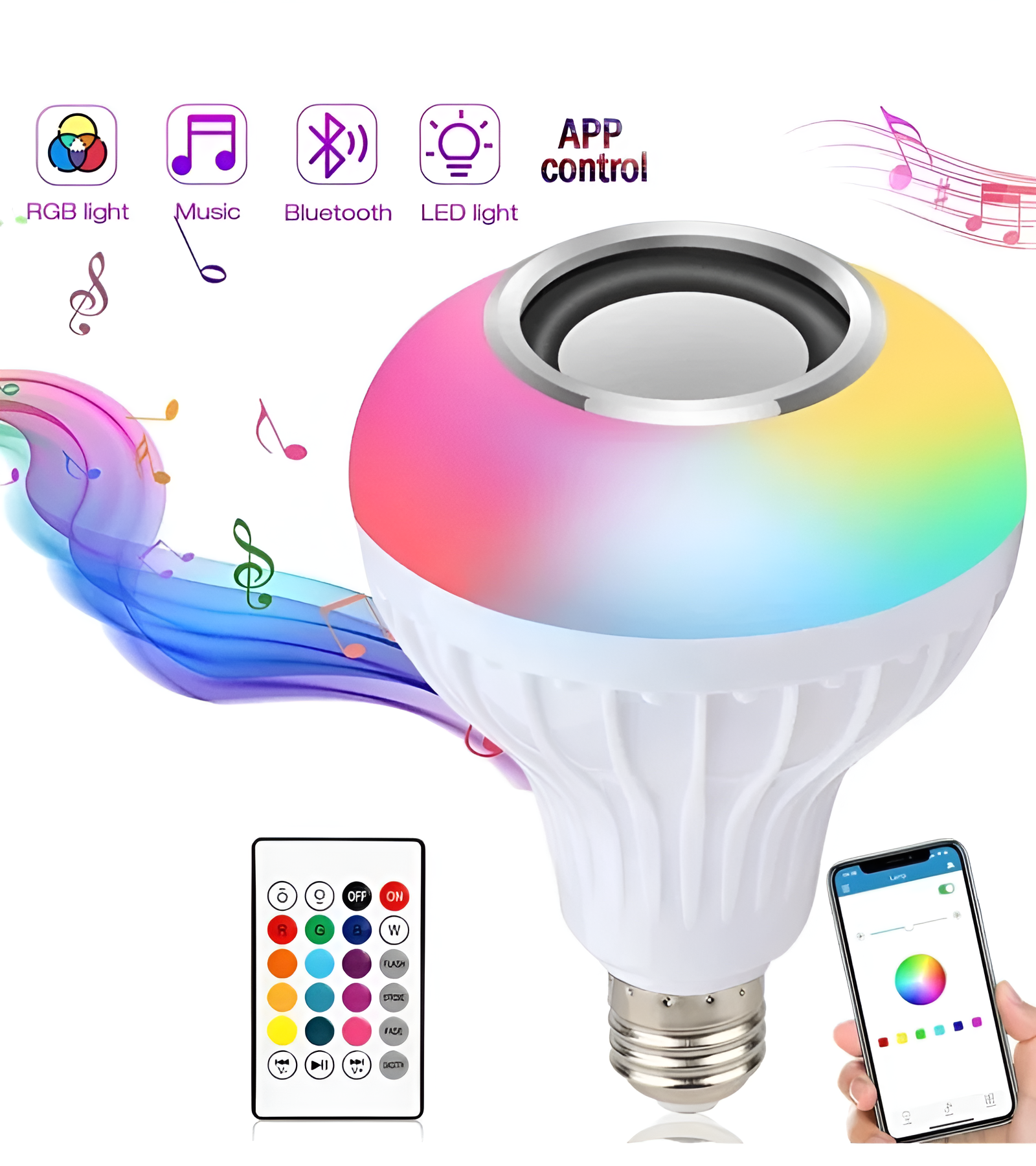 Rechargeable Bluetooth LED Bulb with Remote Control